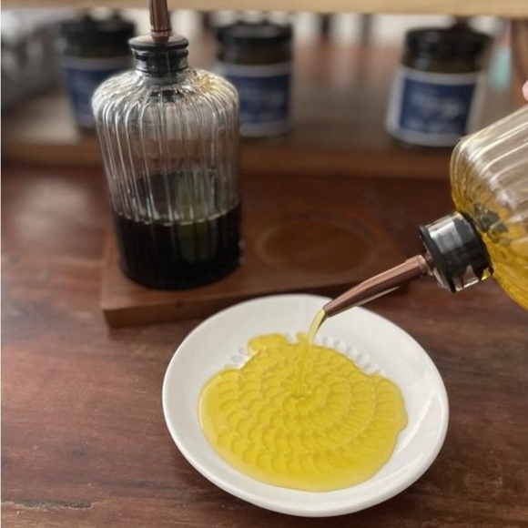 Oil & Vinegar Ribbed Glass Bottle Set with Wood Base - Hearth & Hand Magnolia - Picture 3 of 8